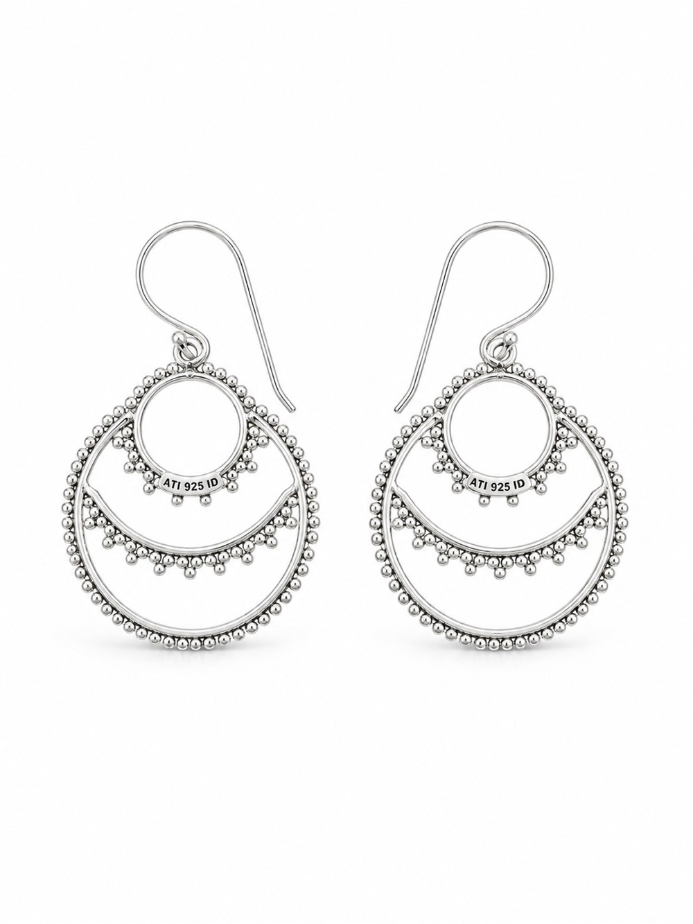 Sterling Silver Three Layer Hook Earrings